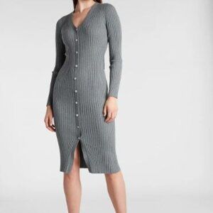 NWT Express Ribbed Jewel Button Front Midi Sweater Dress - size XL